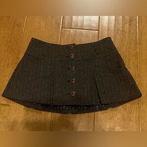 Brown button mini skirt